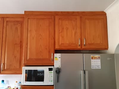 Solid Saligna Kitchen Cupboards with fielded panels