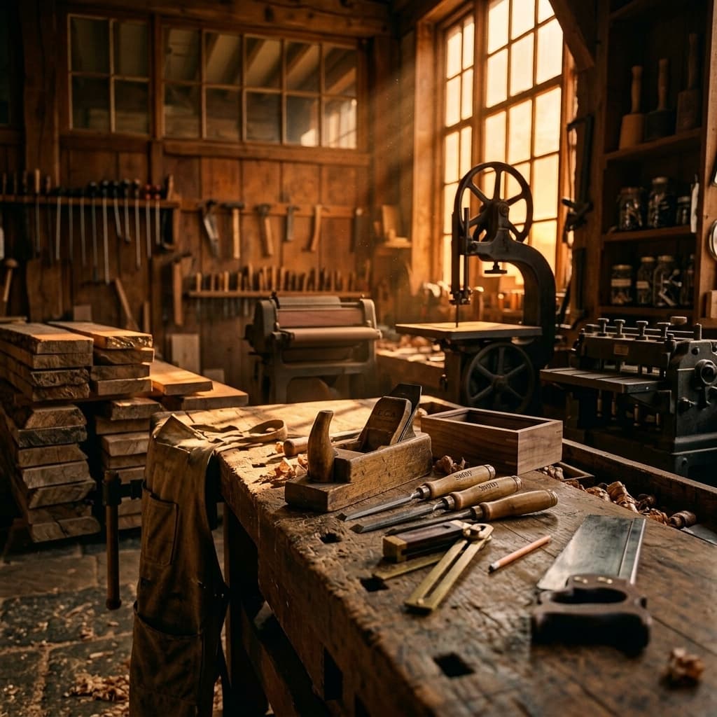 Vintage woodworking workshop